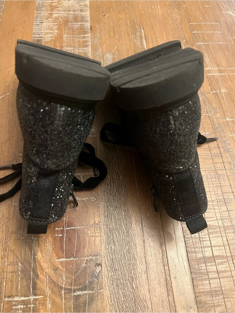 Toddler Cat & Jack Sparkle Black Velvet Lace-Up Boots